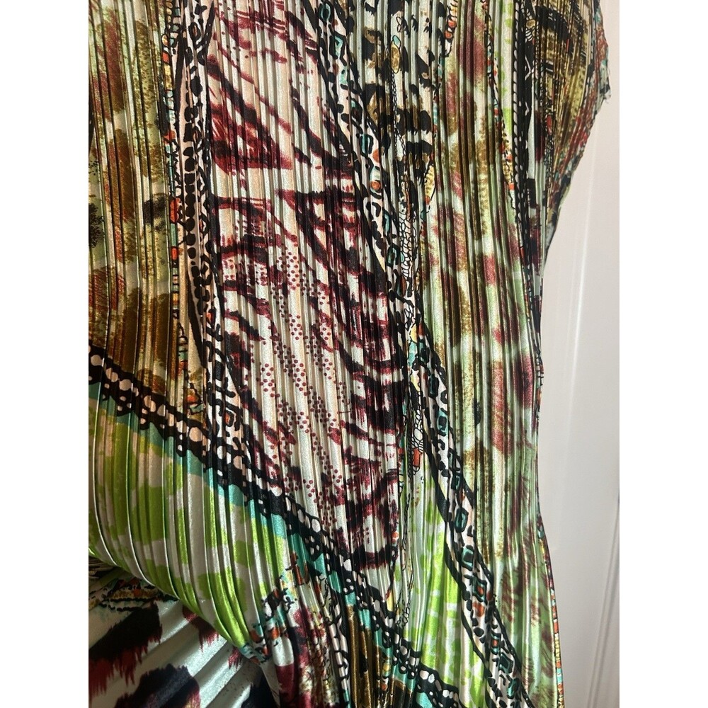 Milano XL Pleated Mixed Print Stretch Tunic Blouse Top Multicolor Womens - Picture 5 of 12